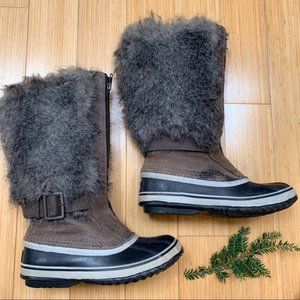 SOREL tall fur waterproof winter boots, 7.